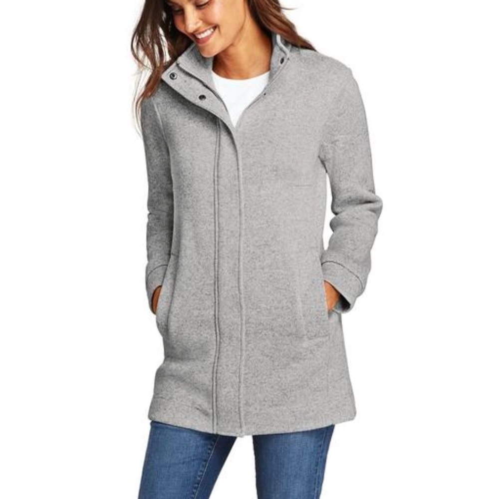 Lands End women’s sweater fleece coat gray